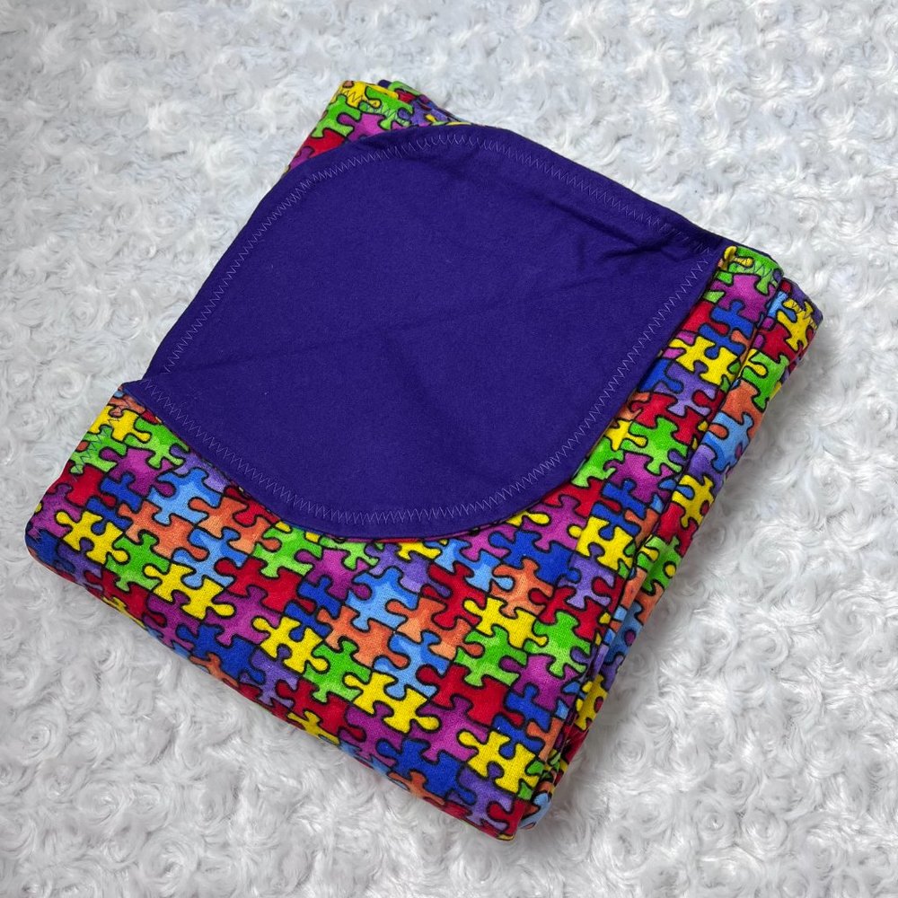 Puzzle Pieces Handmade Baby Blanket 41" x 34"